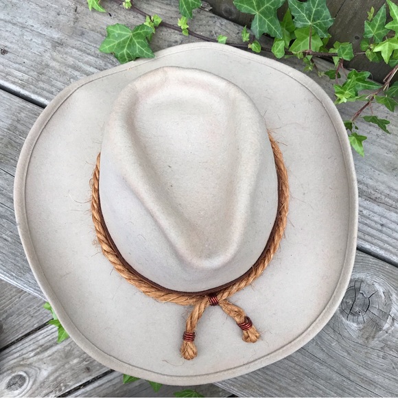 Shady Brady Small Wool Hat Western Ranch Rancher Rope Jute Leather Suede Cowboy - Picture 11 of 12